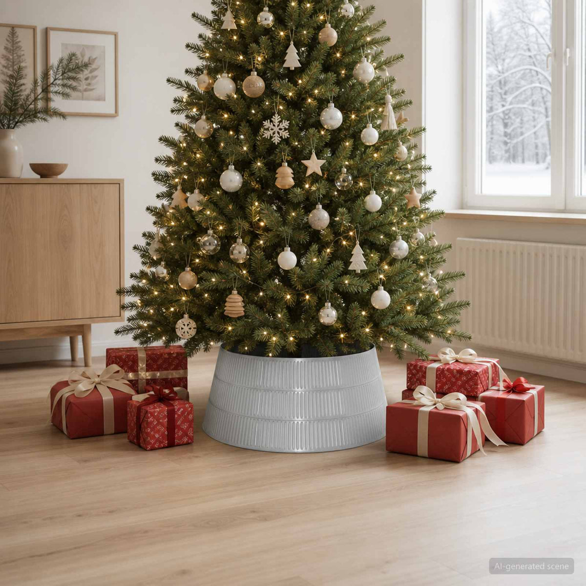 vidaXL Kerstboomrok Kegelvormig zilver Ø 65 x 25,5 cm Kunststof