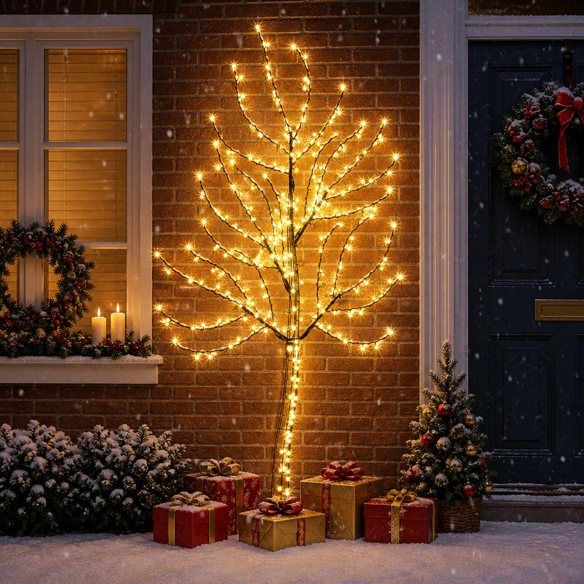 LED-wandkerstboom 180 cm 200 LED's Warmwit Staal Zwart is nu te koop bij PeponiXL, paradijselijk wonen!