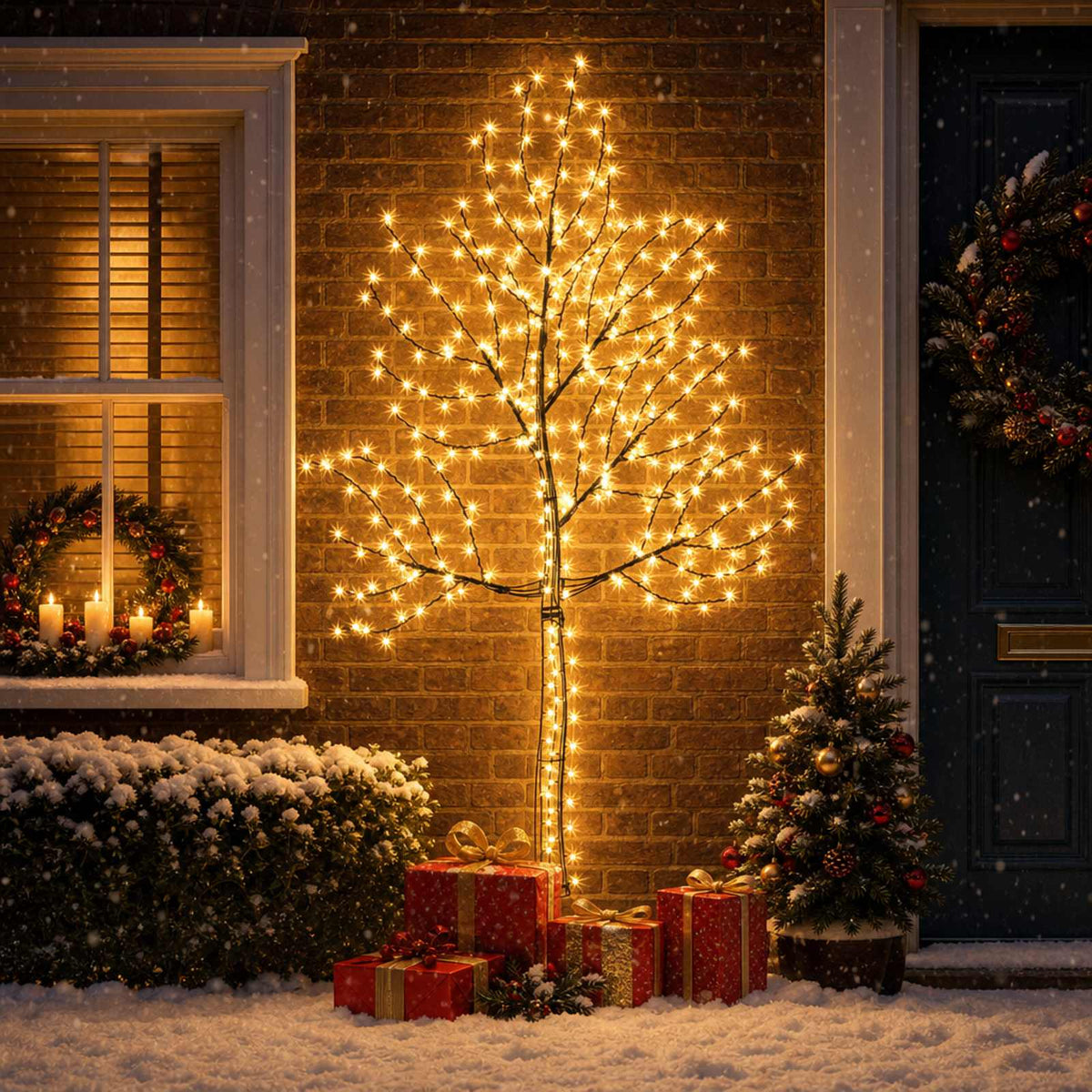 LED-wandkerstboom 210 cm 312 LED's Warmwit Staal Zwart is nu te koop bij PeponiXL, paradijselijk wonen!