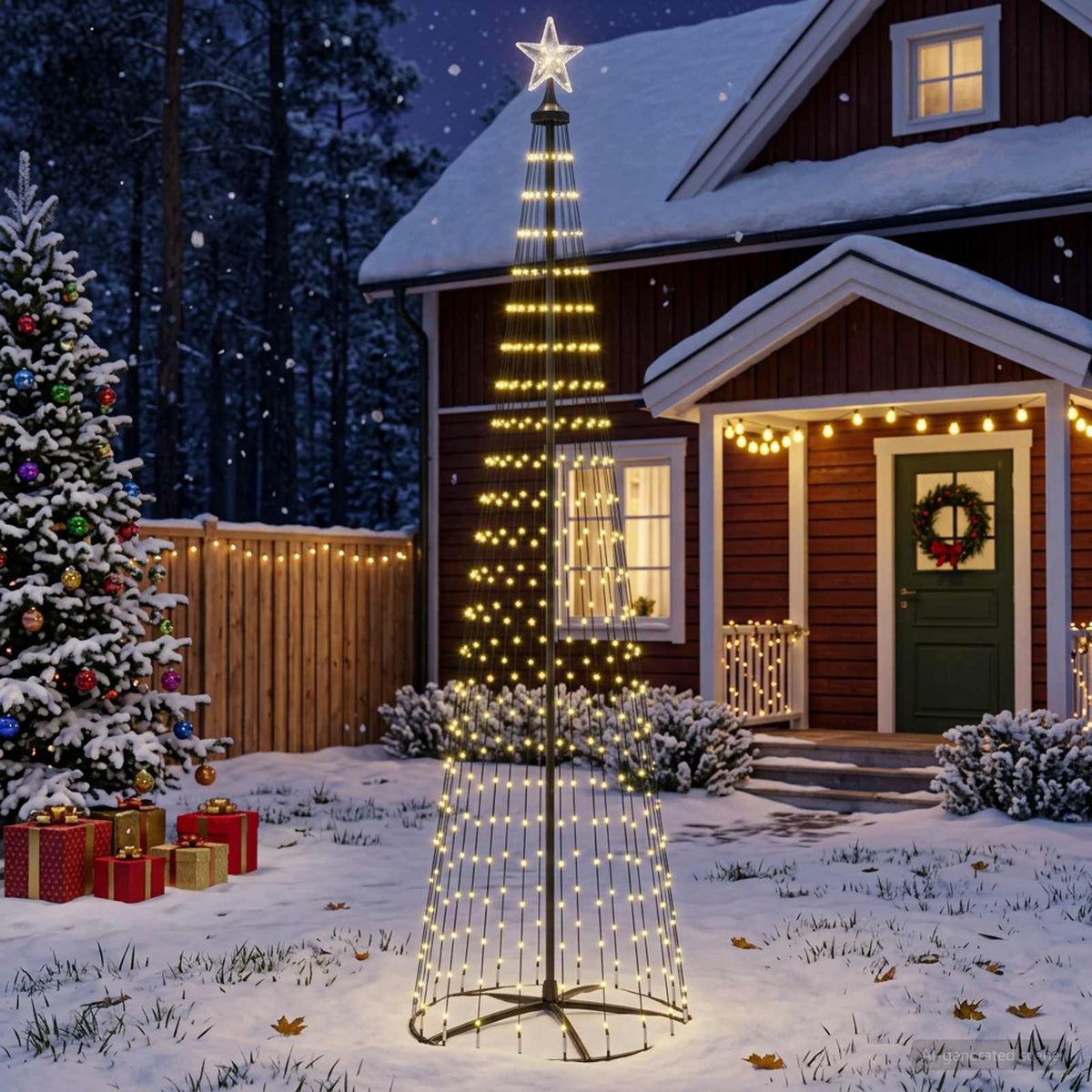 vidaXL Kegelvormige led-kerstboom 250 cm 470 LED's Warmwit Staal Wit
