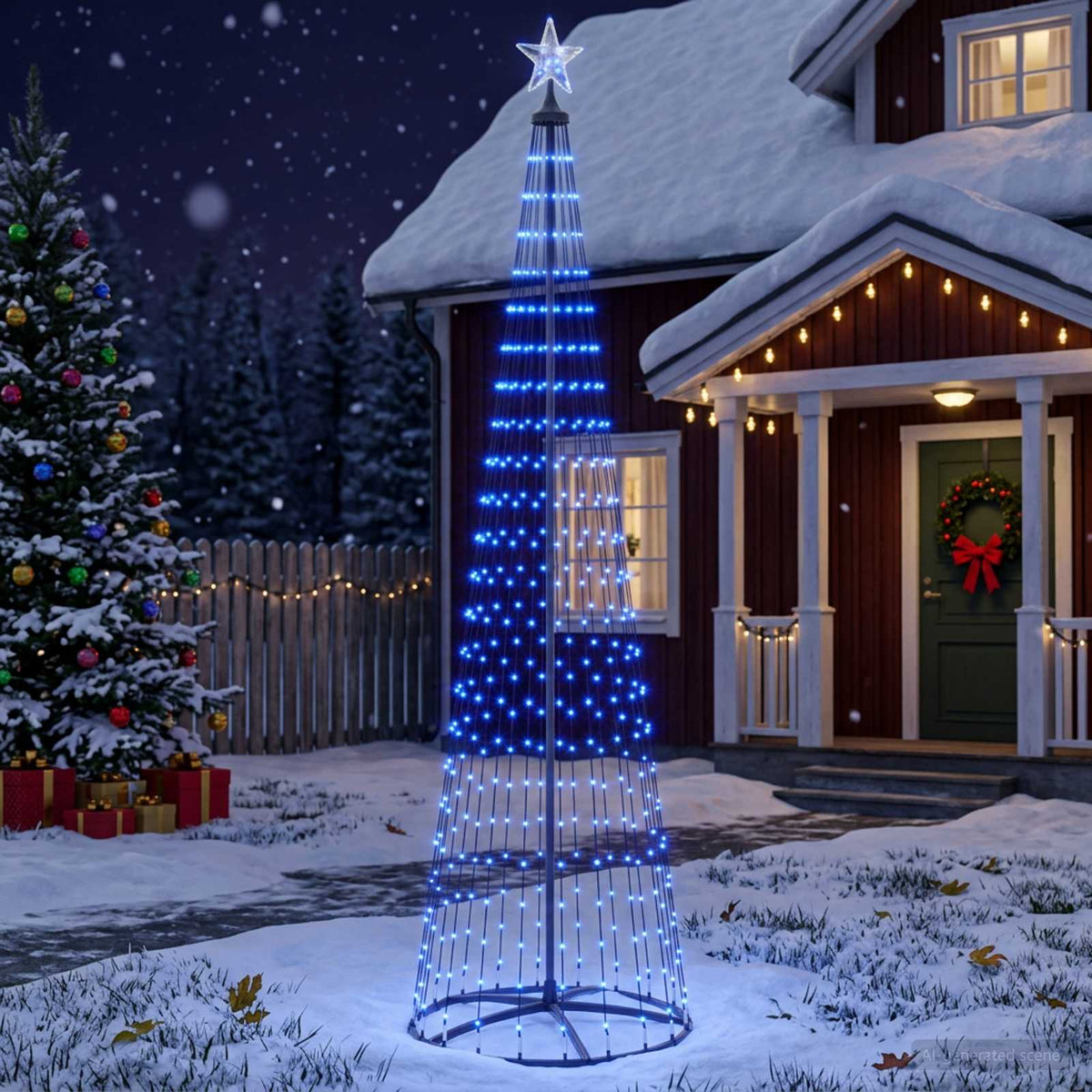 Kegelvormige led-kerstboom 250 cm 470 LED's Blauw Staal Wit is nu te koop bij PeponiXL, paradijselijk wonen!