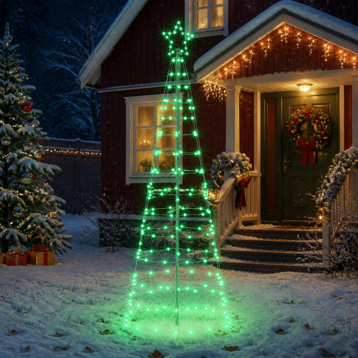 vidaXL LED Kerstboom EKENAS 180 cm 168 LED's Meerkleurig Staal Zwart