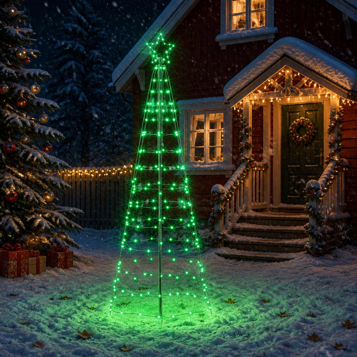 vidaXL LED Kerstboom EKENAS 250 cm 300 LED's Meerkleurig Staal Zwart