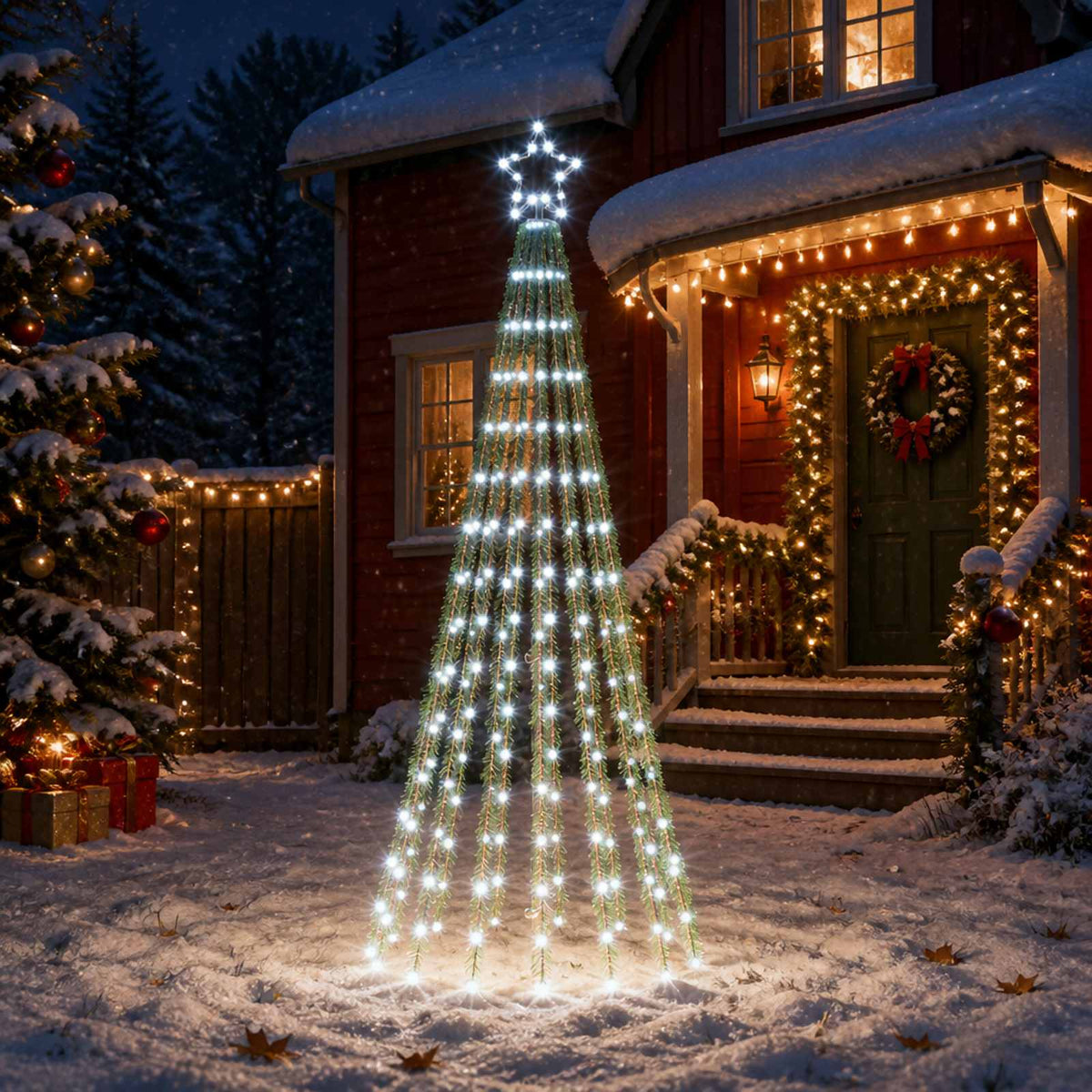 vidaXL LED Kerstboom EKENAS 180 cm 255 LED's Koel wit Staal Zwart