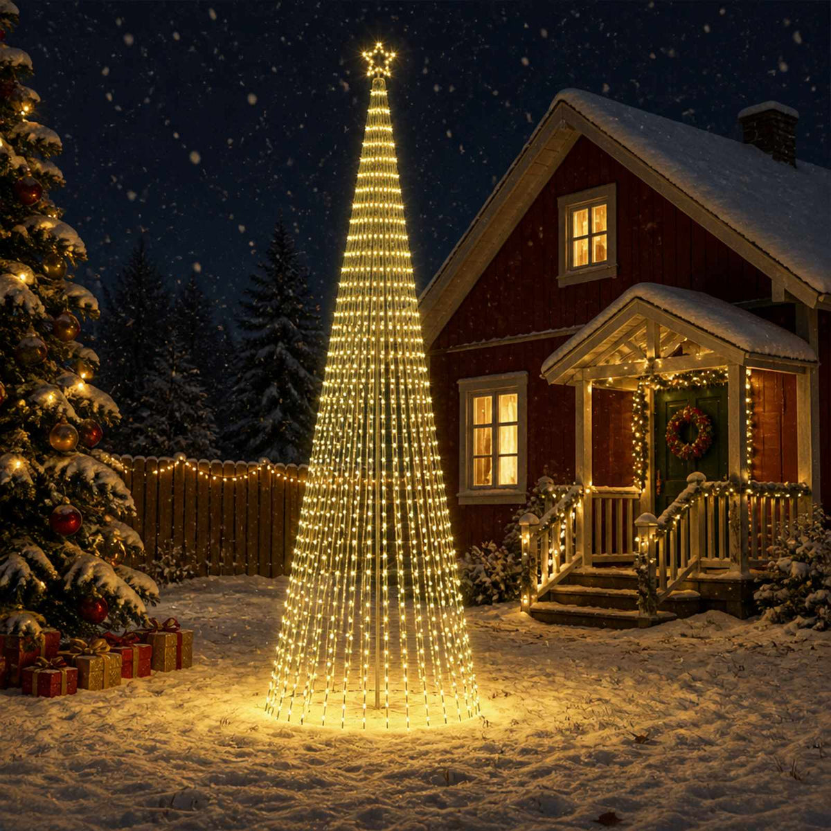 vidaXL LED Kerstboom EKENAS 500 cm 1524 LED's Warmwit Staal Zwart