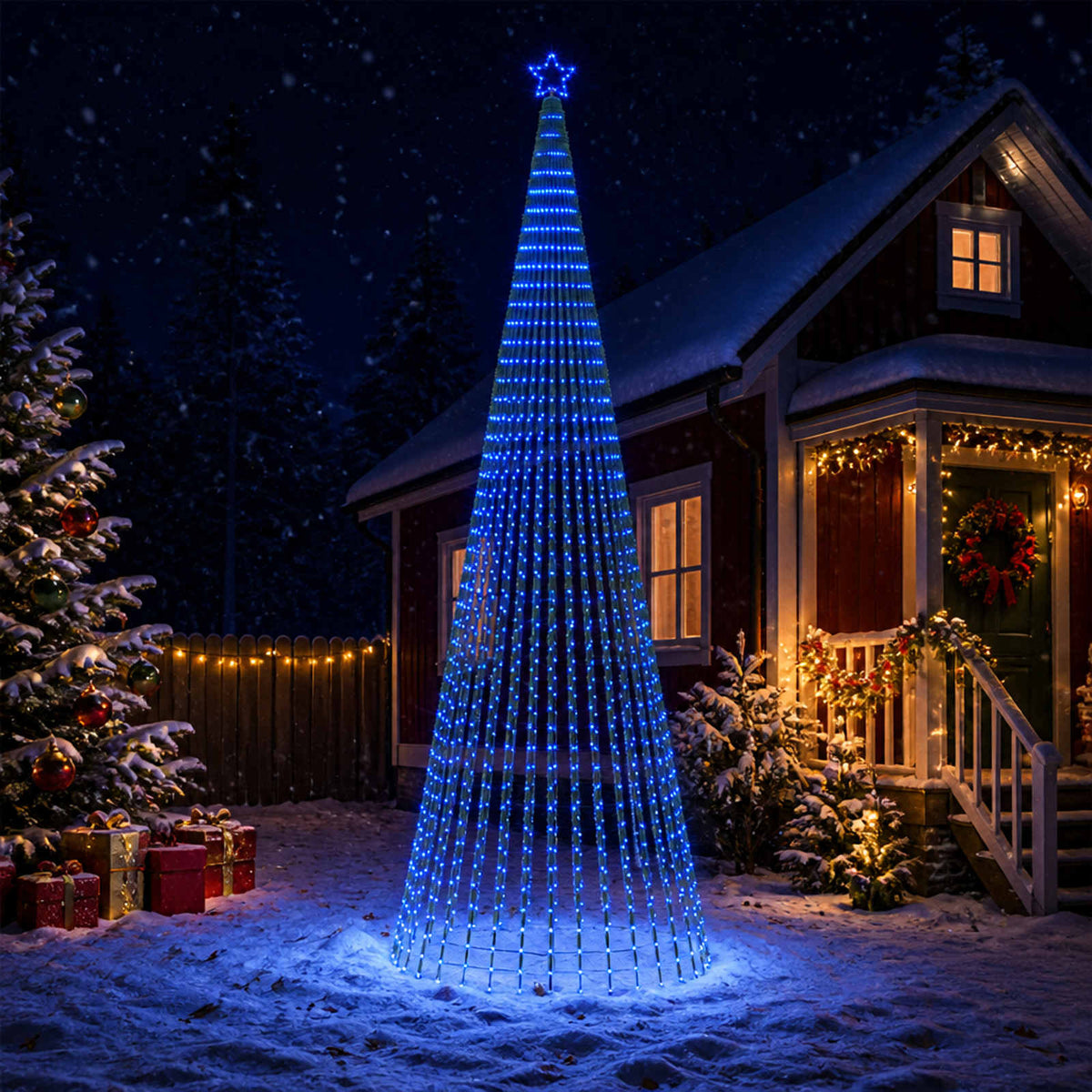 vidaXL LED Kerstboom EKENAS 500 cm 1524 LED's Blauw Staal Zwart