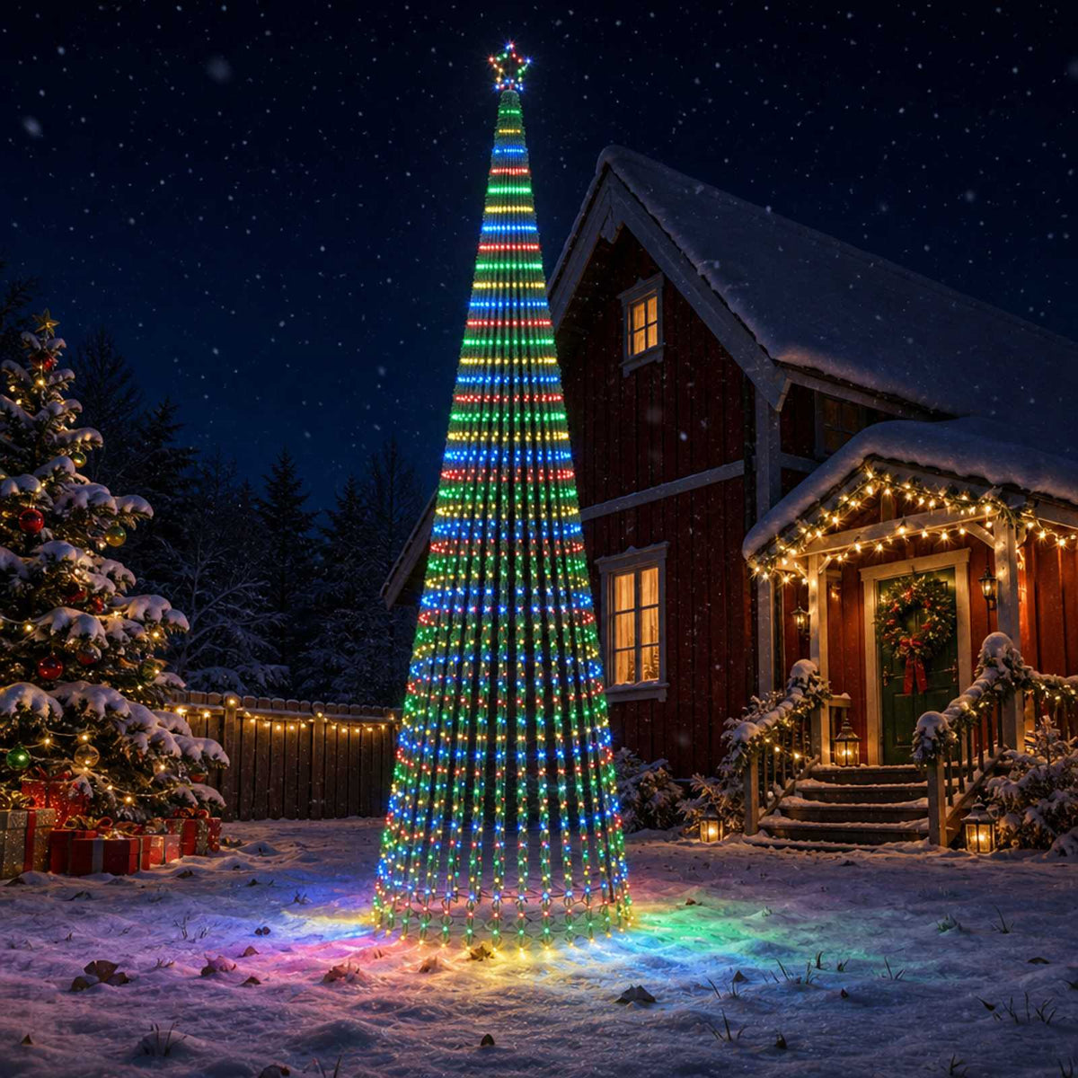 LED Kerstboom EKENAS 500 cm 1524 LED's Meerkleurig Staal Zwart is nu te koop bij PeponiXL, paradijselijk wonen!