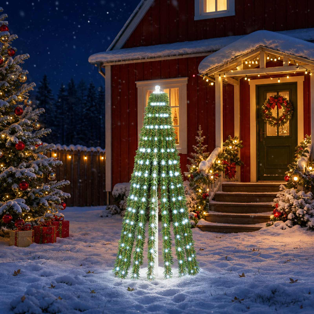 LED Kerstboom EKENAS 150 cm 240 LED's Koel wit Staal Groen is nu te koop bij PeponiXL, paradijselijk wonen!
