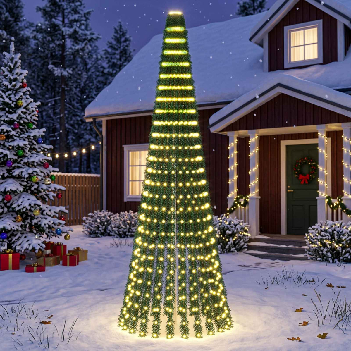 vidaXL LED Kerstboom EKENAS 270 cm 648 LED's Warmwit Staal Groen
