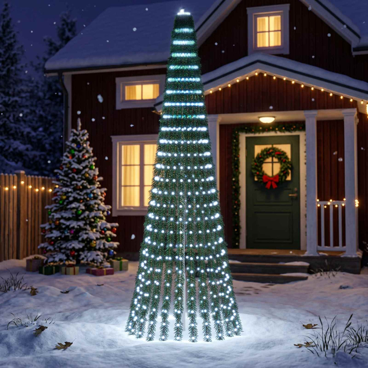 vidaXL LED Kerstboom EKENAS 270 cm 648 LED's Koel wit Staal Groen