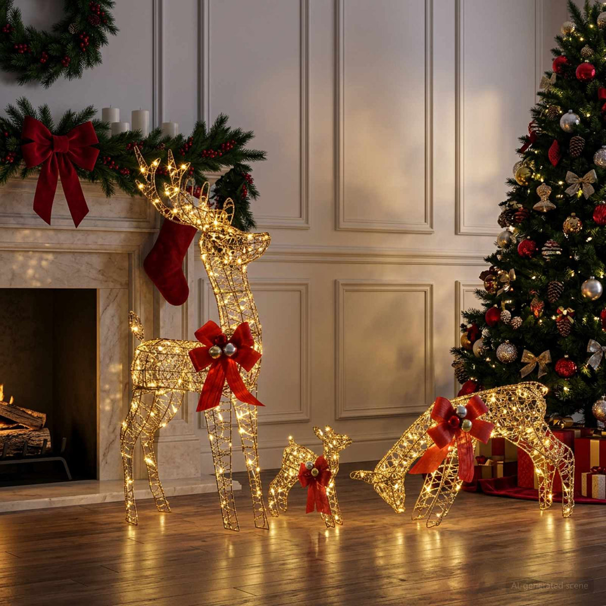 Kerstdecoratie rendierenfamilie 3 st 200 LED's Warmwit is nu te koop bij PeponiXL, paradijselijk wonen!