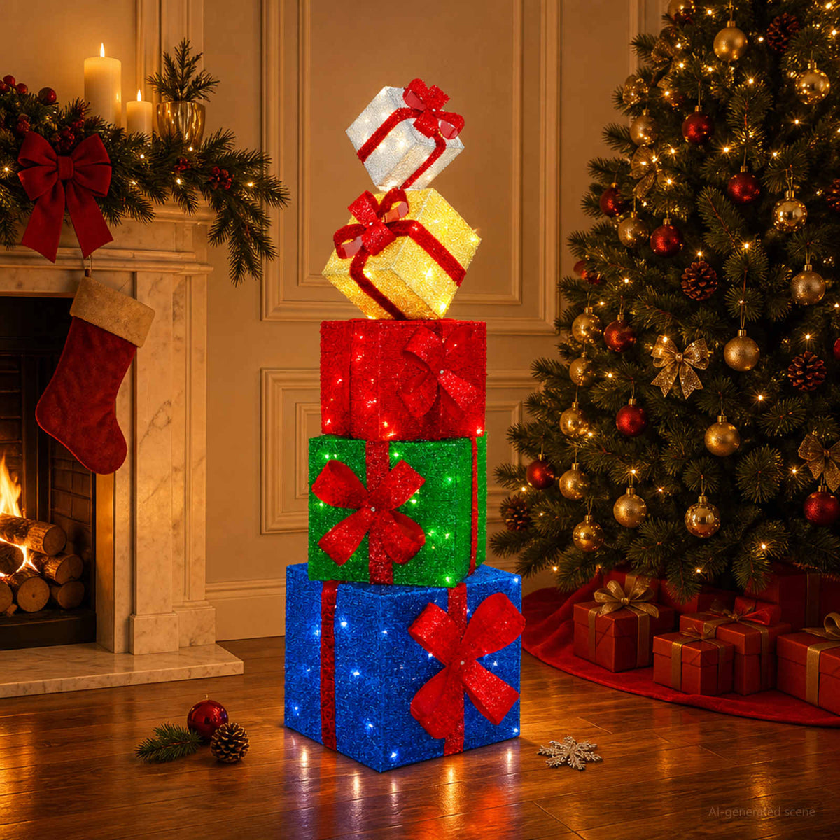 Geschenkdoos kerstdecoratie 5 st 125 LED's Warmwit is nu te koop bij PeponiXL, paradijselijk wonen!