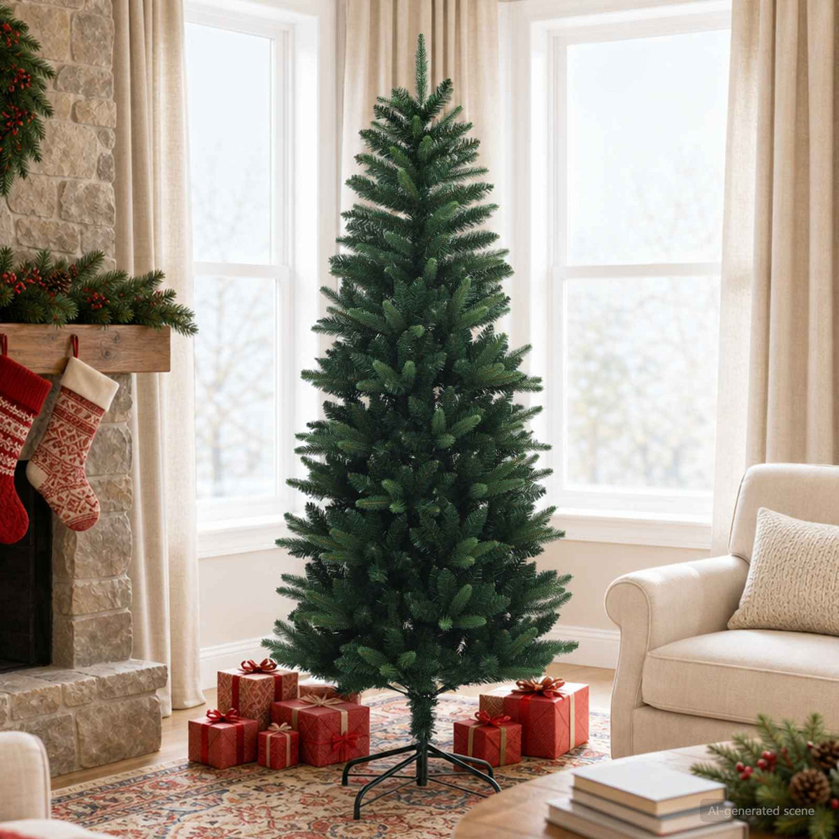 Artificial Hinged Christmas Tree 180 cm PE en PVC Groen is nu te koop bij PeponiXL, paradijselijk wonen!