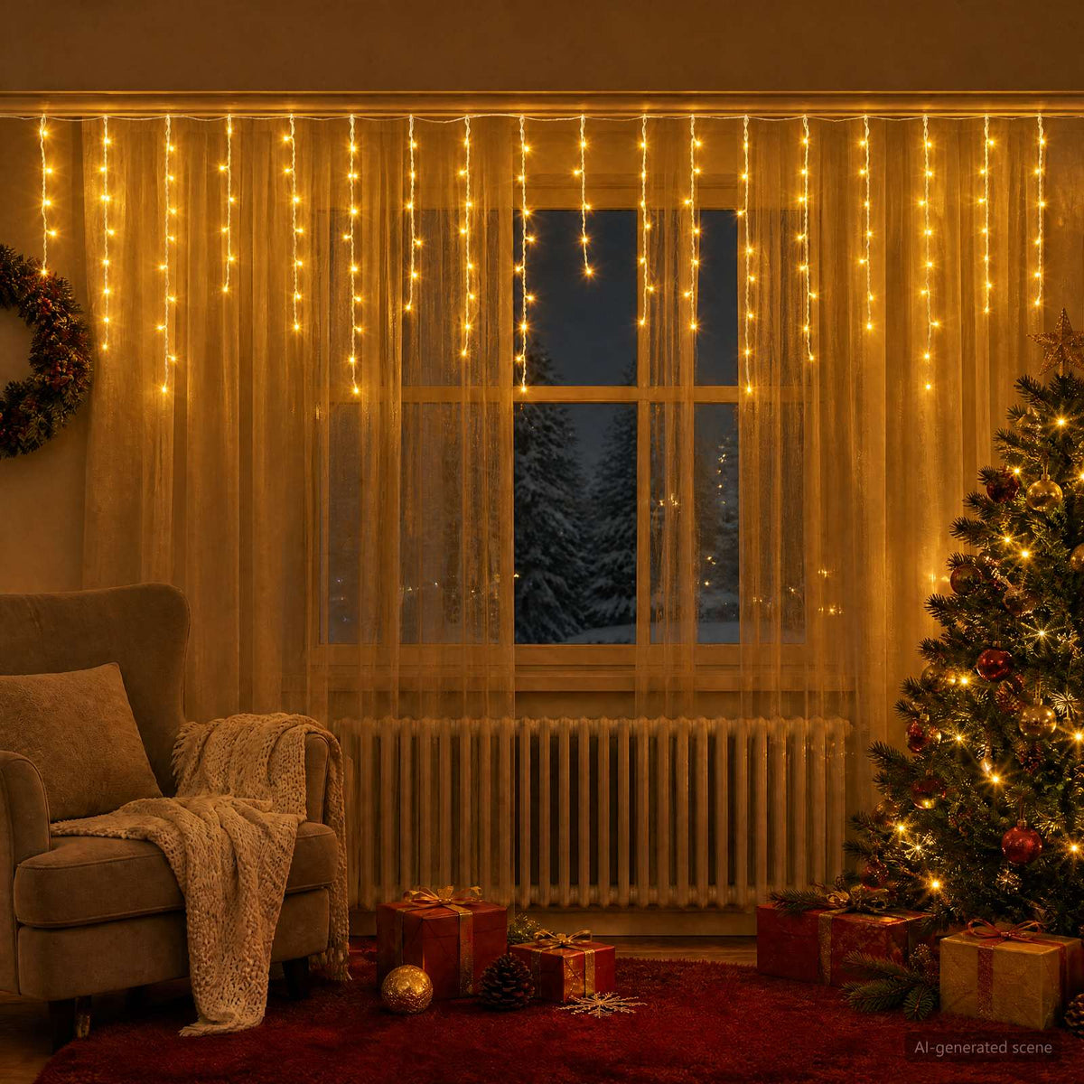 Gordijnverlichting 210 LED's Warmwit 500 x 72 cm is nu te koop bij PeponiXL, paradijselijk wonen!