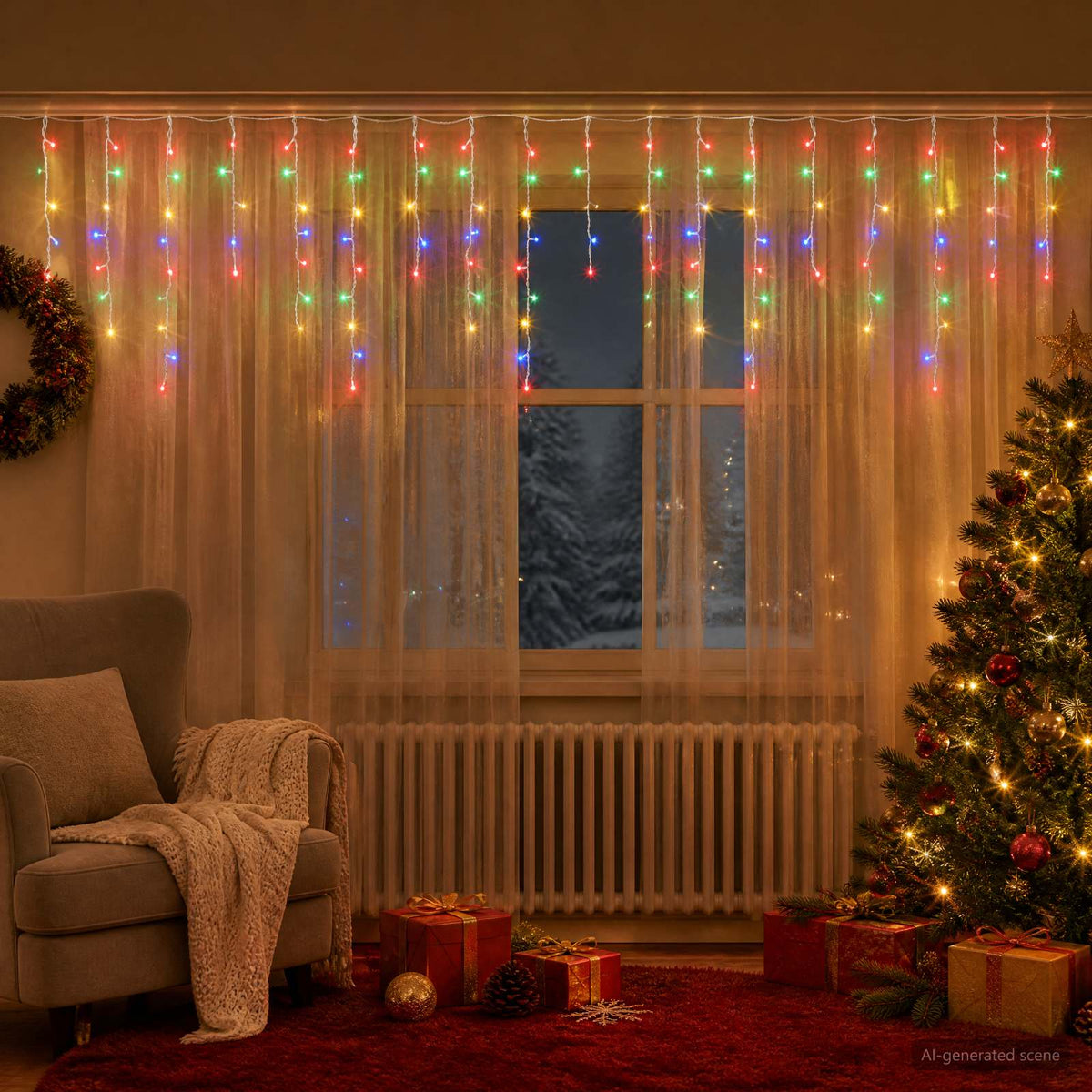 Gordijnverlichting 210 LED's Meerkleurig 500 x 72 cm is nu te koop bij PeponiXL, paradijselijk wonen!