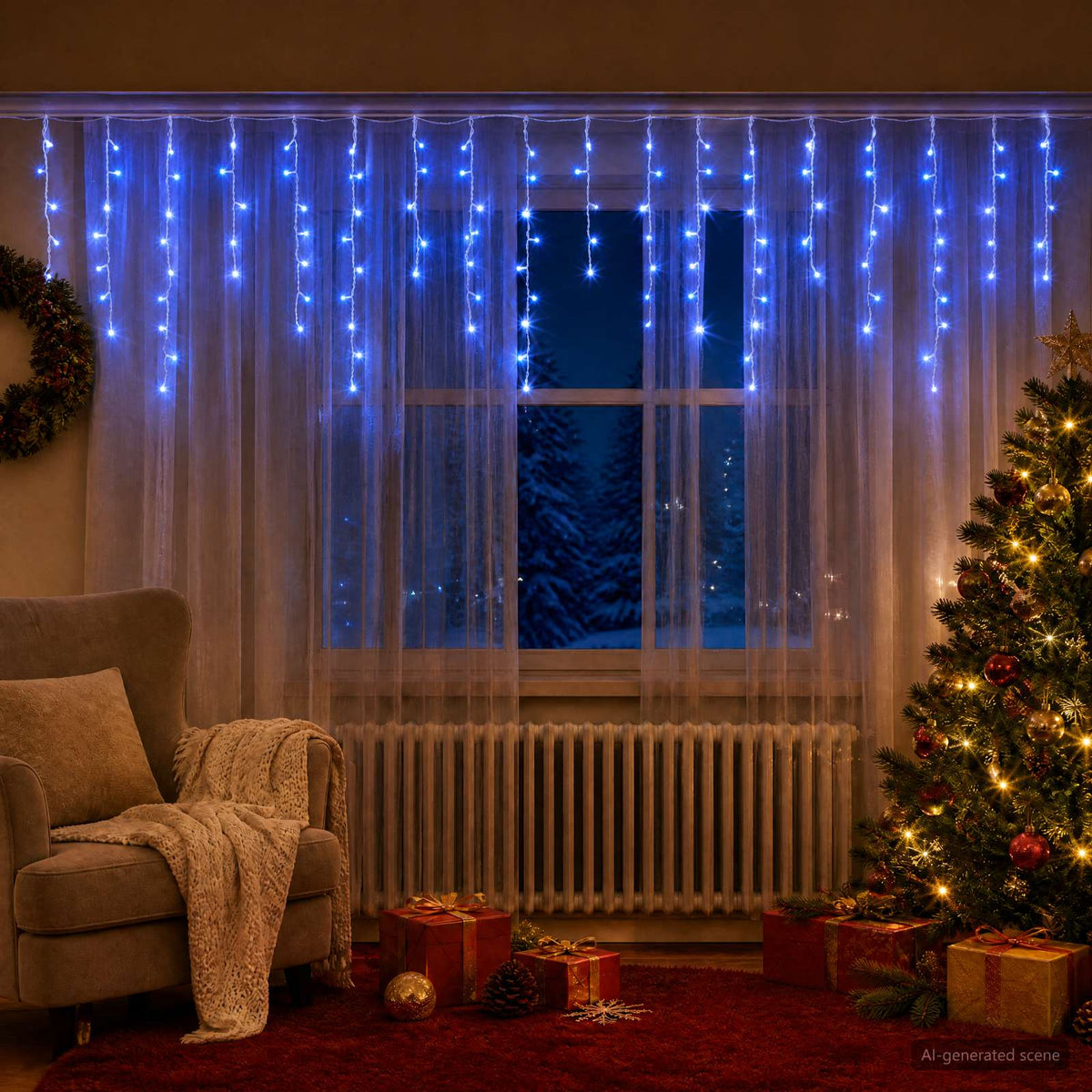Gordijnverlichting 798 LED's Blauw 2000 x 72 cm is nu te koop bij PeponiXL, paradijselijk wonen!