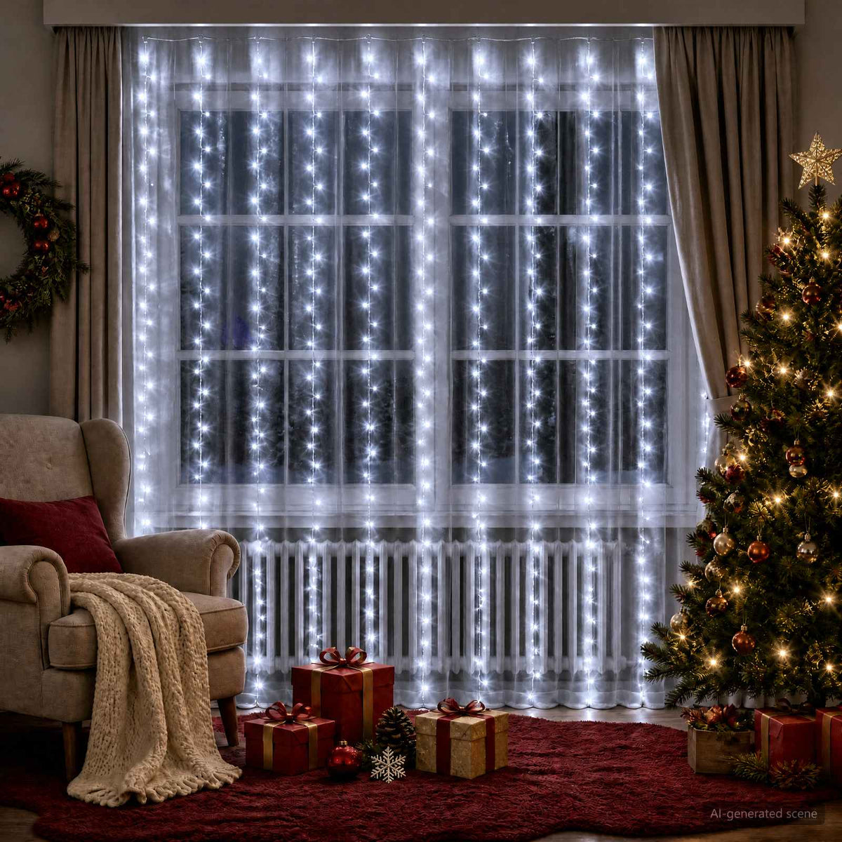 Lichtgordijn 300 LED's Koel wit 300 x 300 cm is nu te koop bij PeponiXL, paradijselijk wonen!