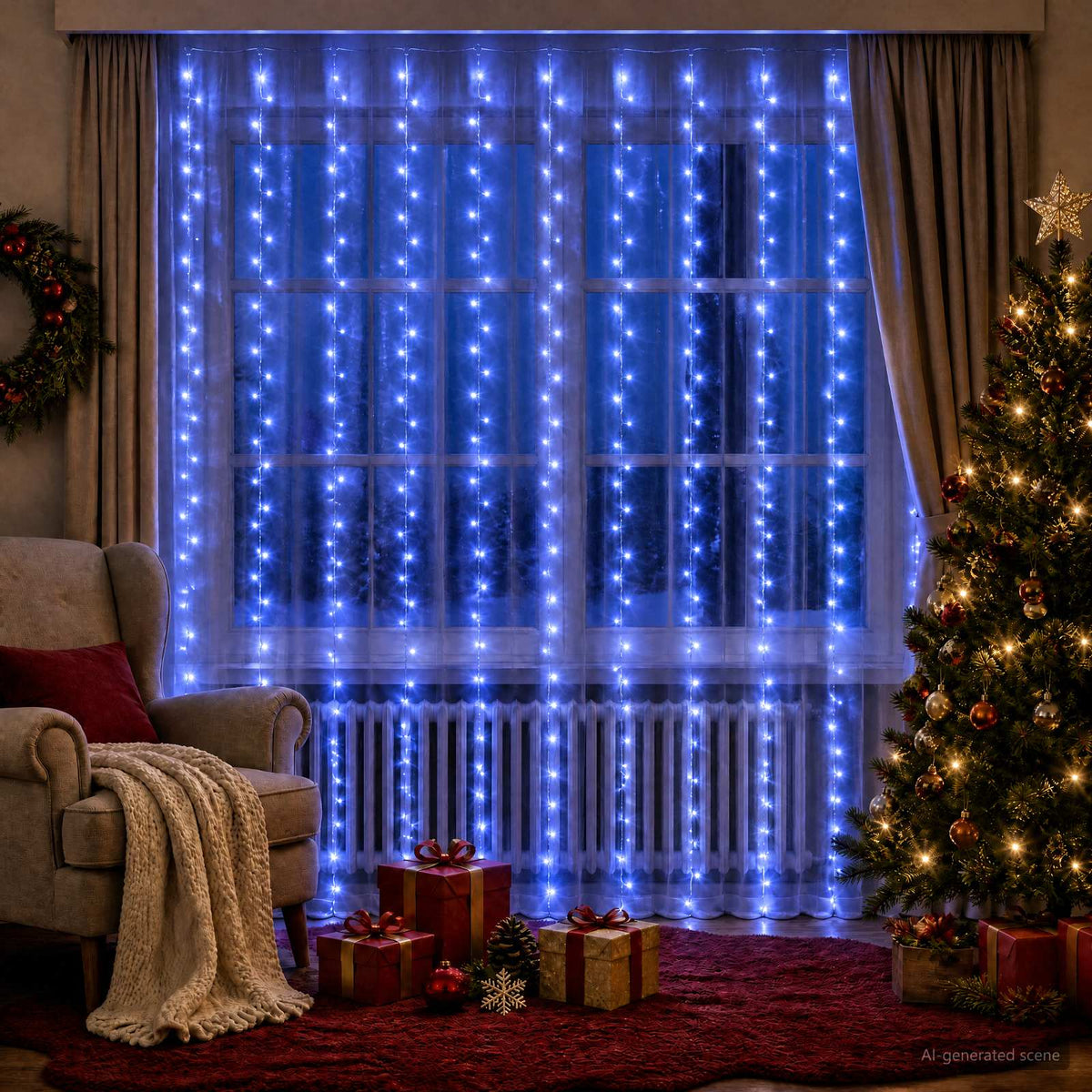 Lichtgordijn 300 LED's Blauw 300 x 300 cm is nu te koop bij PeponiXL, paradijselijk wonen!