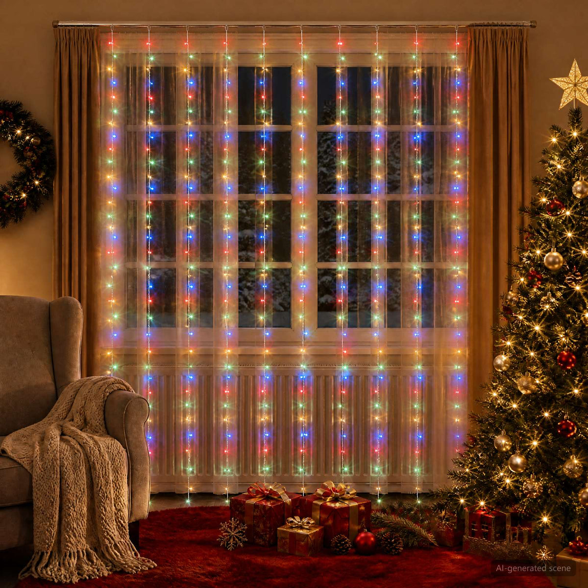 Lichtgordijn 300 LED's Meerkleurig 300 x 300 cm is nu te koop bij PeponiXL, paradijselijk wonen!