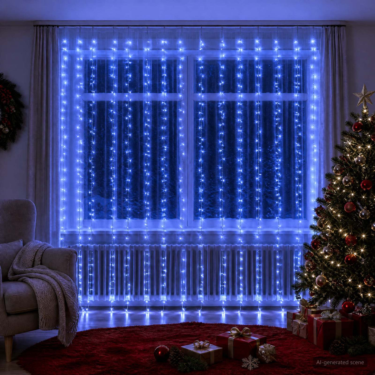 Lichtgordijn 600 LED's Blauw 600 x 300 cm is nu te koop bij PeponiXL, paradijselijk wonen!