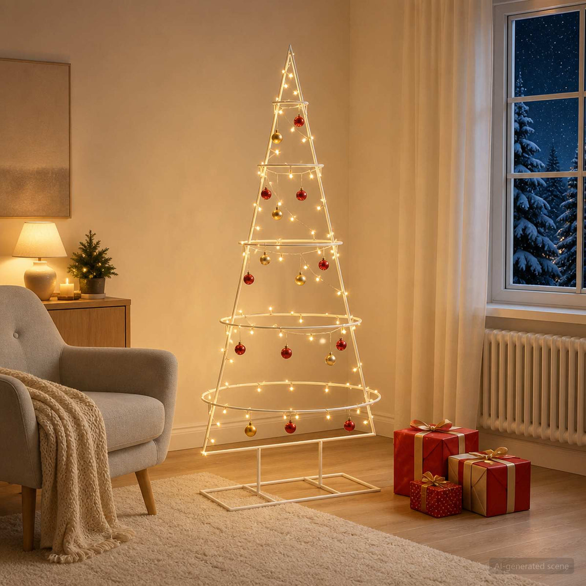 Metalen kerstboom met standaard KUOPIO 125 cm Staal Wit is nu te koop bij PeponiXL, paradijselijk wonen!