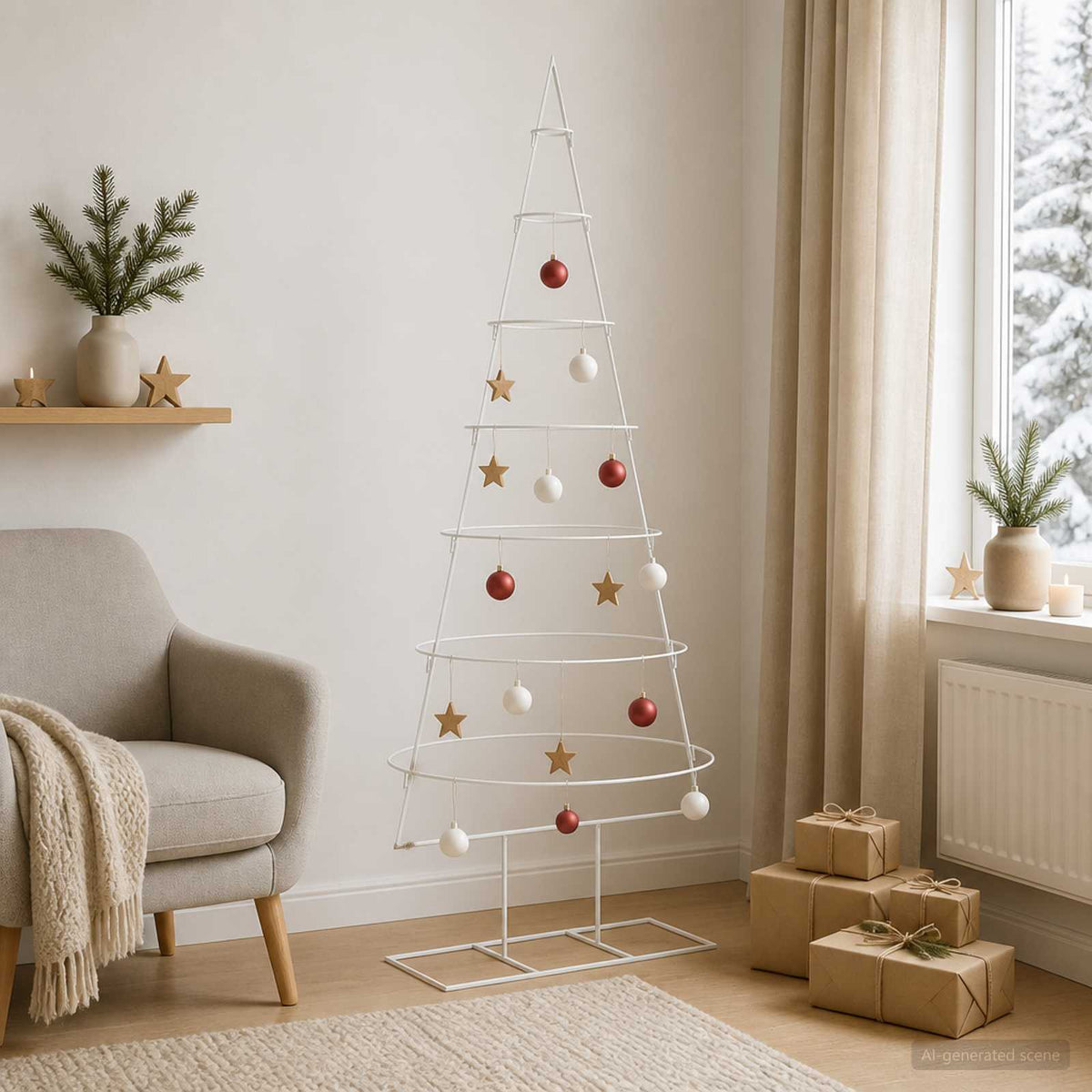 Metalen kerstboom met standaard KUOPIO 180 cm Staal Wit is nu te koop bij PeponiXL, paradijselijk wonen!