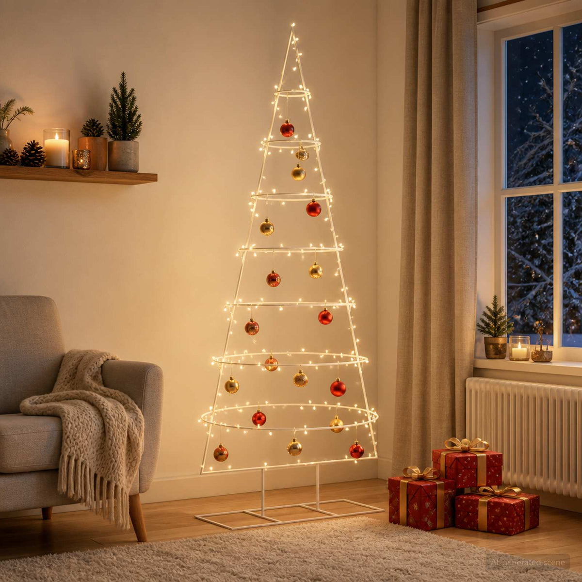 Metalen kerstboom met standaard KUOPIO 210 cm Staal Wit is nu te koop bij PeponiXL, paradijselijk wonen!