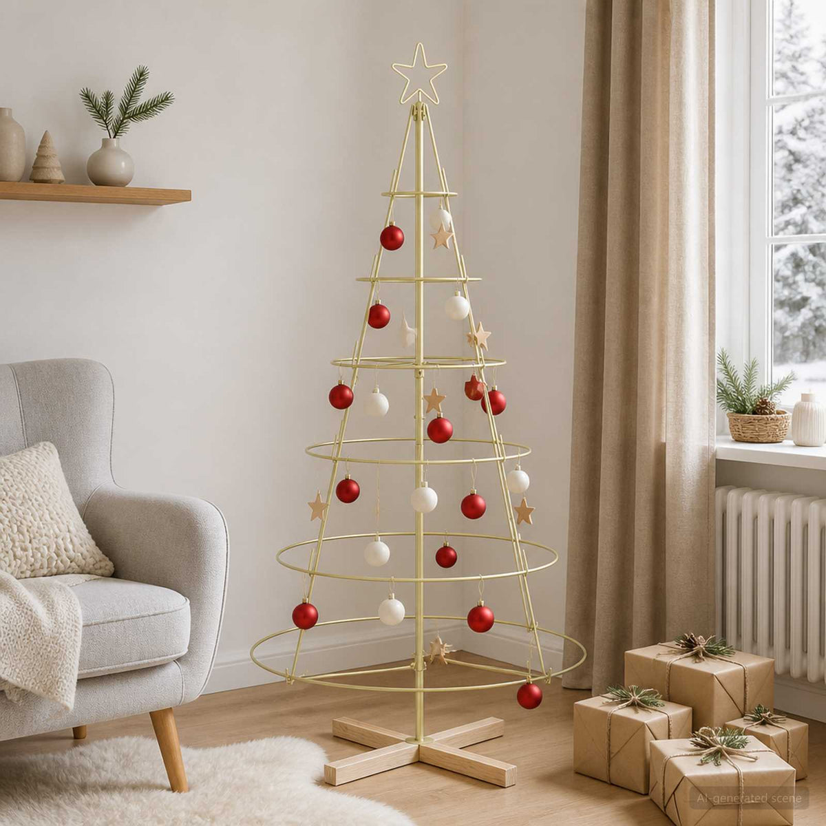 Metalen kerstboom met standaard KUOPIO 150 cm Staal Goud is nu te koop bij PeponiXL, paradijselijk wonen!