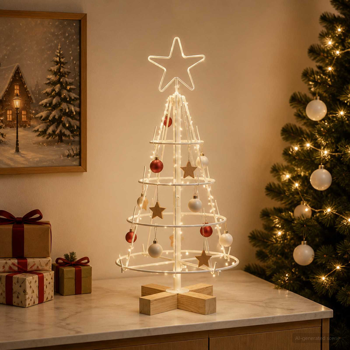 Metalen kerstboom met standaard KUOPIO 60 cm Staal Wit is nu te koop bij PeponiXL, paradijselijk wonen!