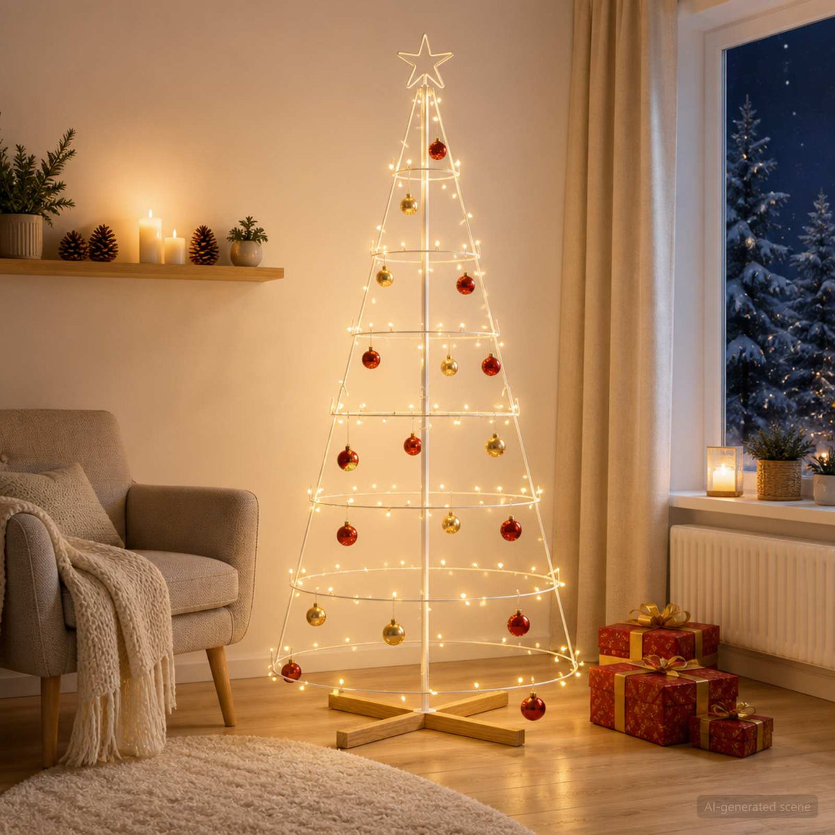Kerst Cone Boom KUOPIO 180 cm Staal Wit is nu te koop bij PeponiXL, paradijselijk wonen!