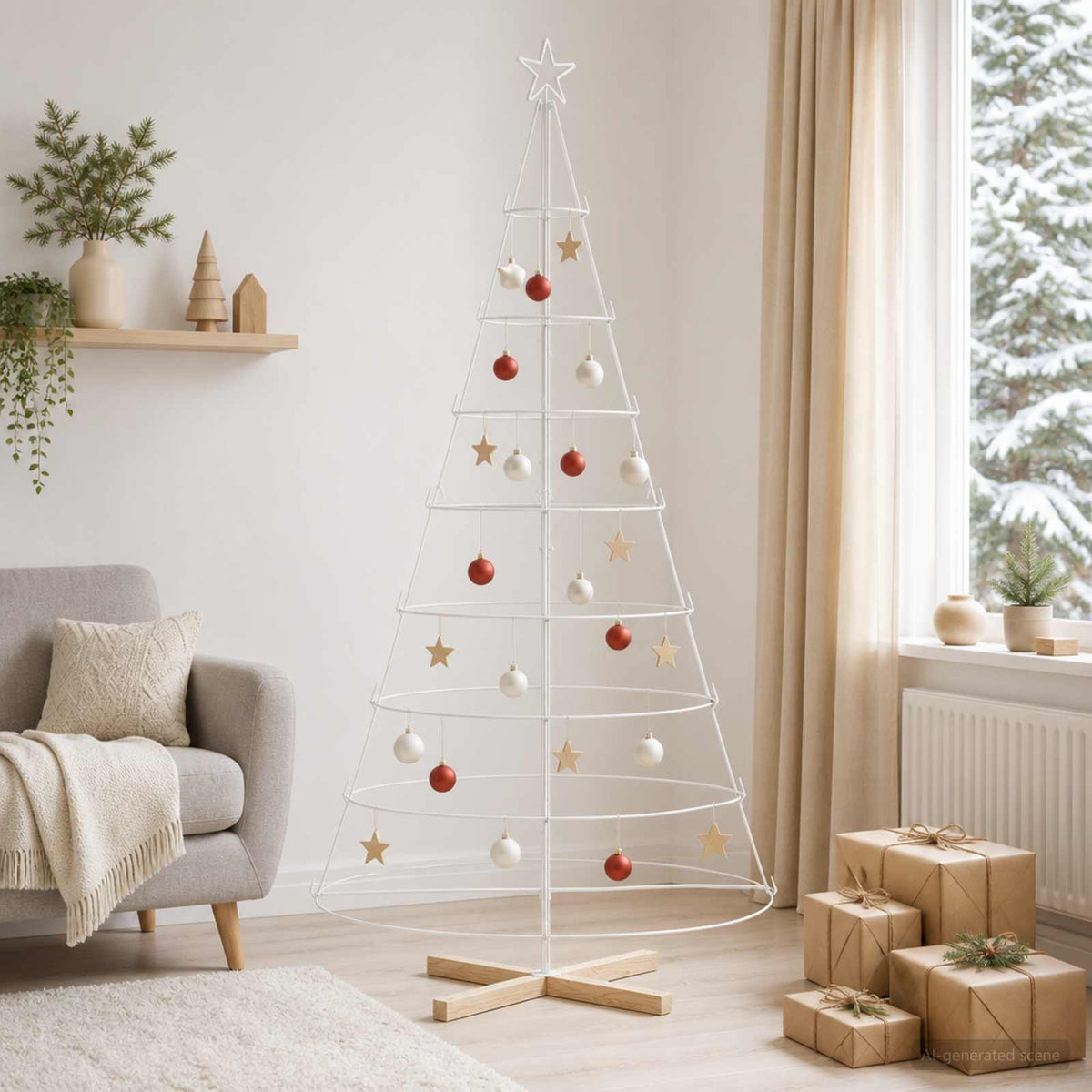 Metalen kerstboom met standaard KUOPIO 210 cm Staal Wit is nu te koop bij PeponiXL, paradijselijk wonen!