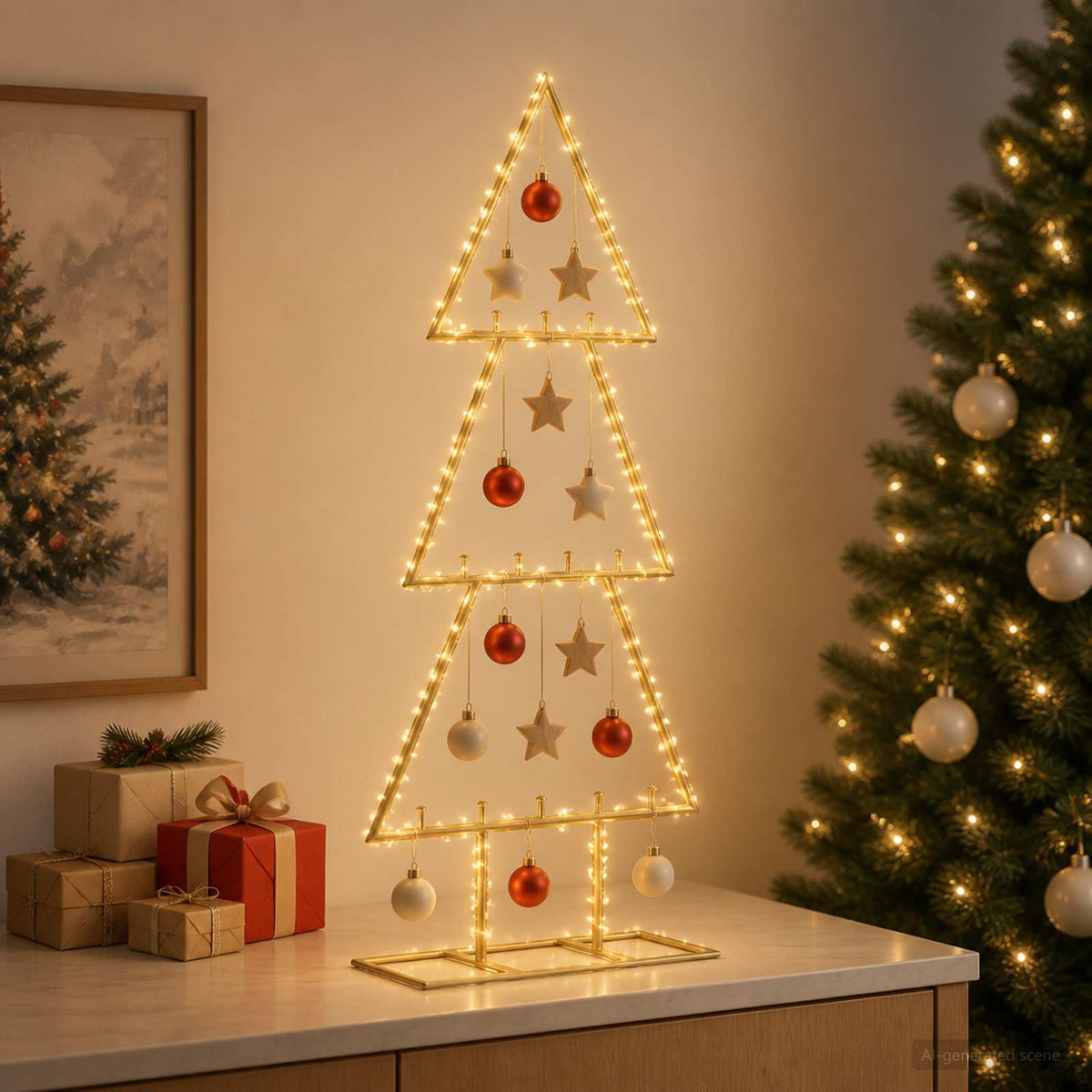 Metalen kerstboom met standaard KUOPIO 60 cm Staal Goud is nu te koop bij PeponiXL, paradijselijk wonen!