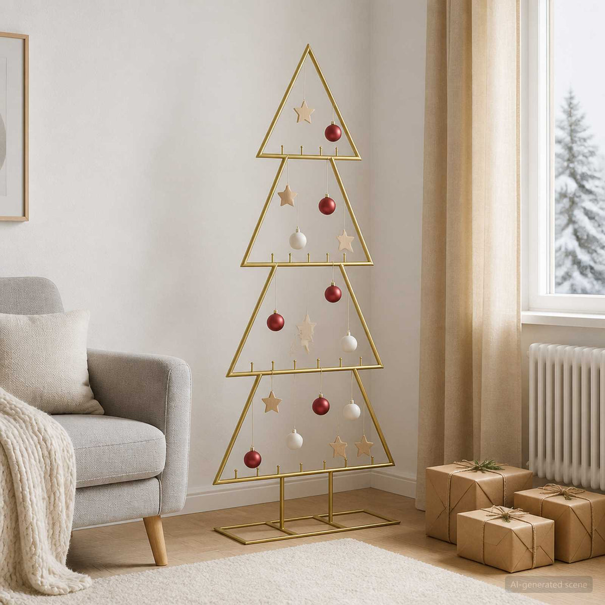 Metalen kerstboom met standaard KUOPIO 125 cm Staal Goud is nu te koop bij PeponiXL, paradijselijk wonen!