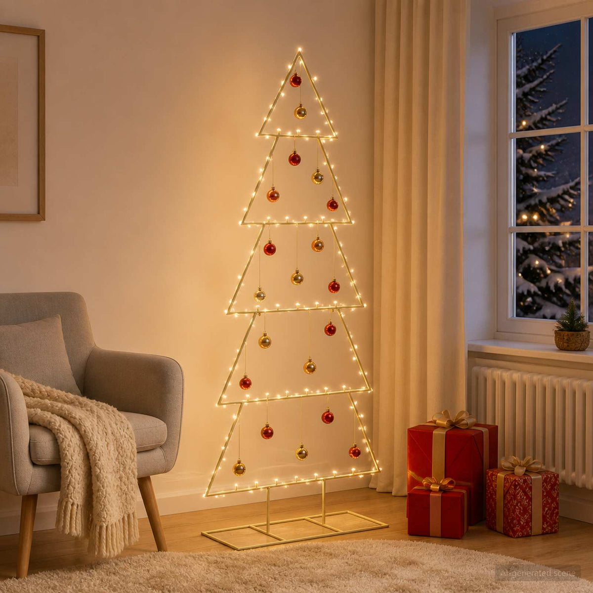Metalen kerstboom met standaard KUOPIO 150 cm Staal Goud is nu te koop bij PeponiXL, paradijselijk wonen!
