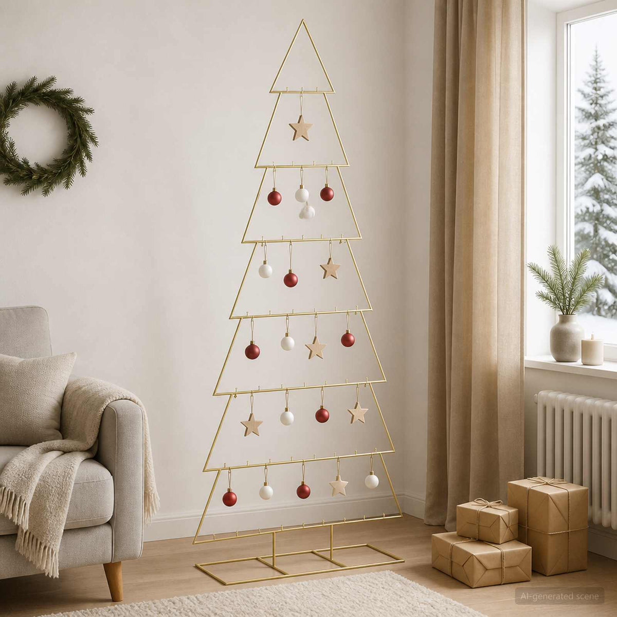 Metalen kerstboom met standaard KUOPIO 210 cm Staal Goud is nu te koop bij PeponiXL, paradijselijk wonen!