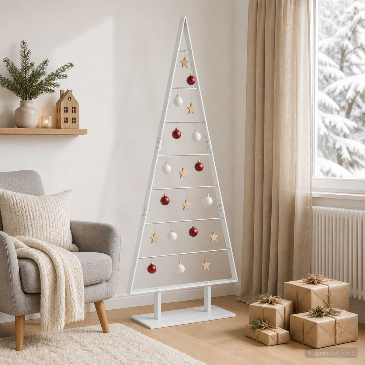 Metalen kerstboom KUOPIO 150 cm Staal Wit is nu te koop bij PeponiXL, paradijselijk wonen!