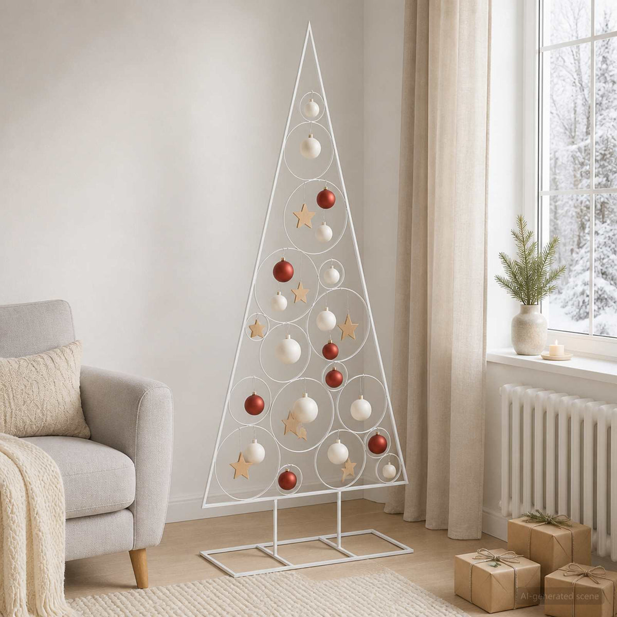 Metalen kerstboom met ronde standaard KUOPIO 180 cm Staal Wit is nu te koop bij PeponiXL, paradijselijk wonen!