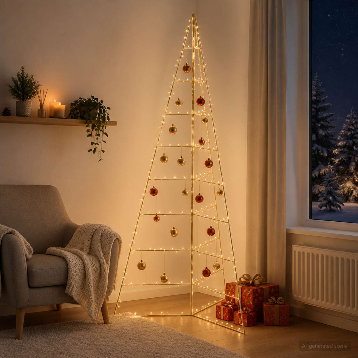Metalen kerstboom KUOPIO 210 cm Staal Goud is nu te koop bij PeponiXL, paradijselijk wonen!