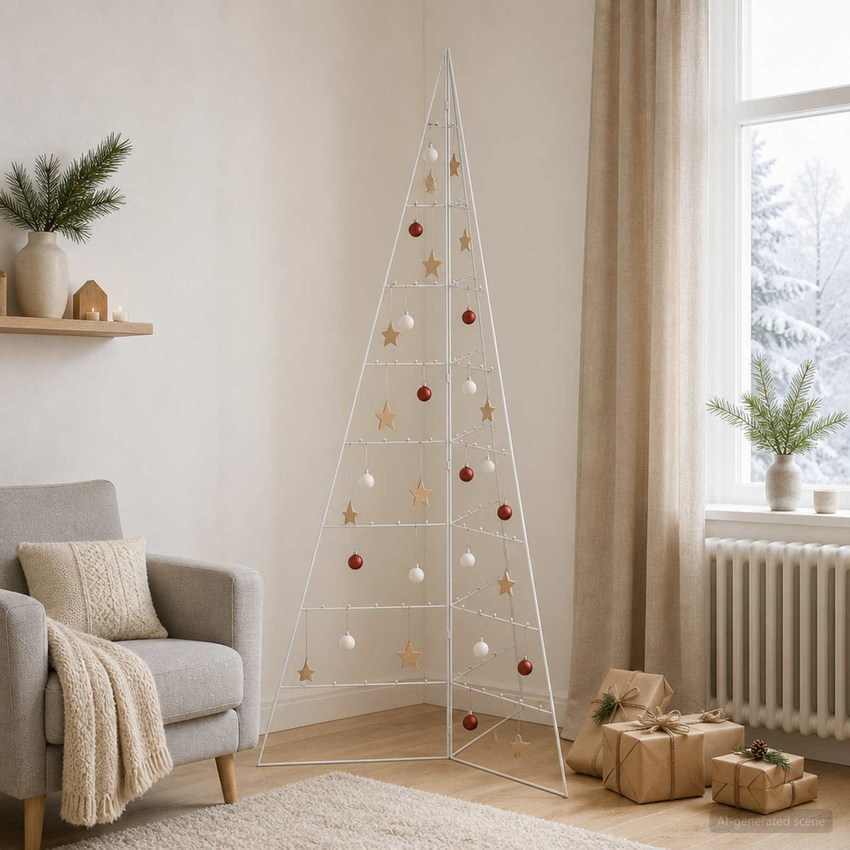 Metalen kerstboom KUOPIO 210 cm Staal Wit is nu te koop bij PeponiXL, paradijselijk wonen!