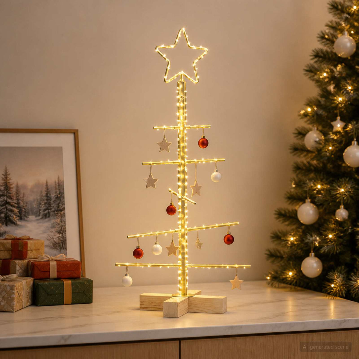 Metalen kerstboom met standaard KUOPIO 60 cm Staal Goud is nu te koop bij PeponiXL, paradijselijk wonen!