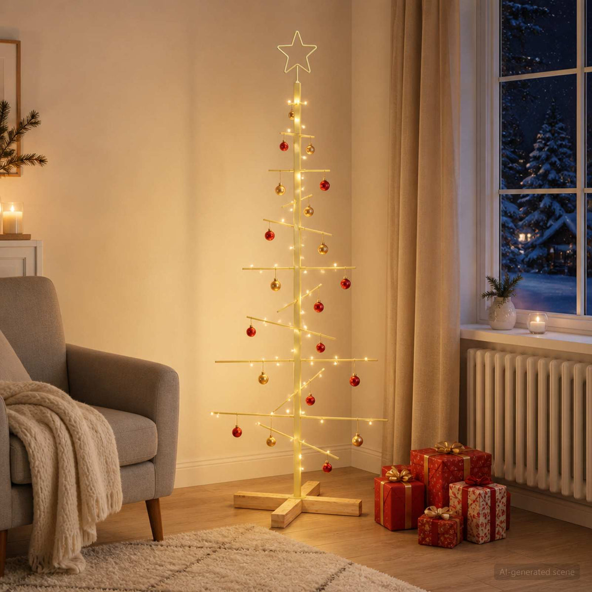Metalen kerstboom met standaard KUOPIO 120 cm Staal Goud is nu te koop bij PeponiXL, paradijselijk wonen!