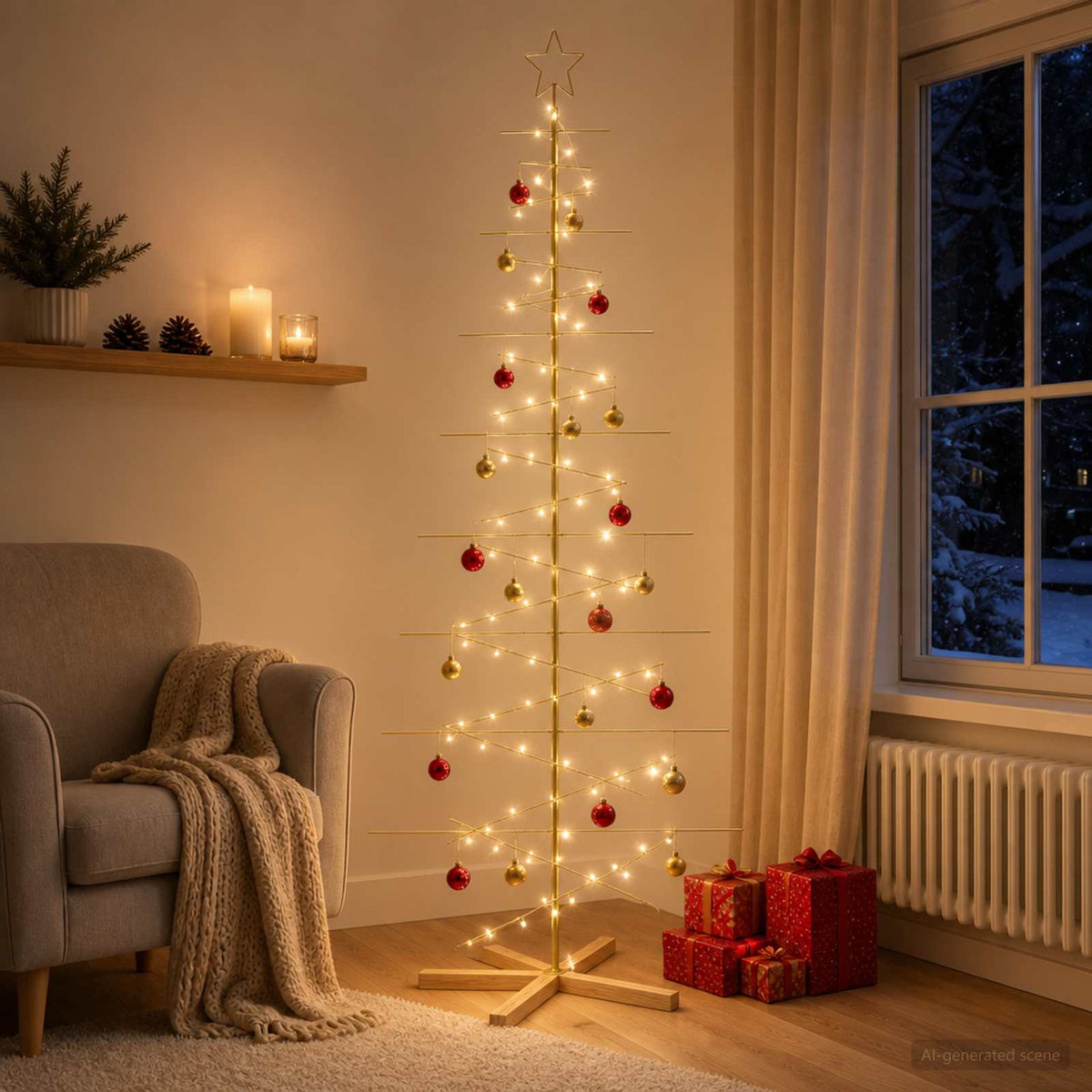 Metalen kerstboom met standaard KUOPIO 210 cm Staal Goud is nu te koop bij PeponiXL, paradijselijk wonen!