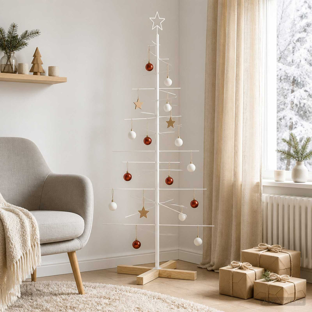 Metalen kerstboom met standaard KUOPIO 150 cm Staal Wit is nu te koop bij PeponiXL, paradijselijk wonen!