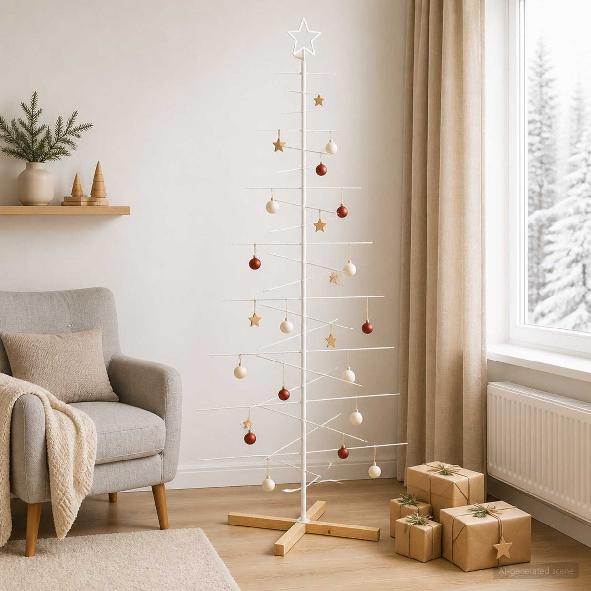 Metalen kerstboom met standaard KUOPIO 210 cm Staal Wit is nu te koop bij PeponiXL, paradijselijk wonen!