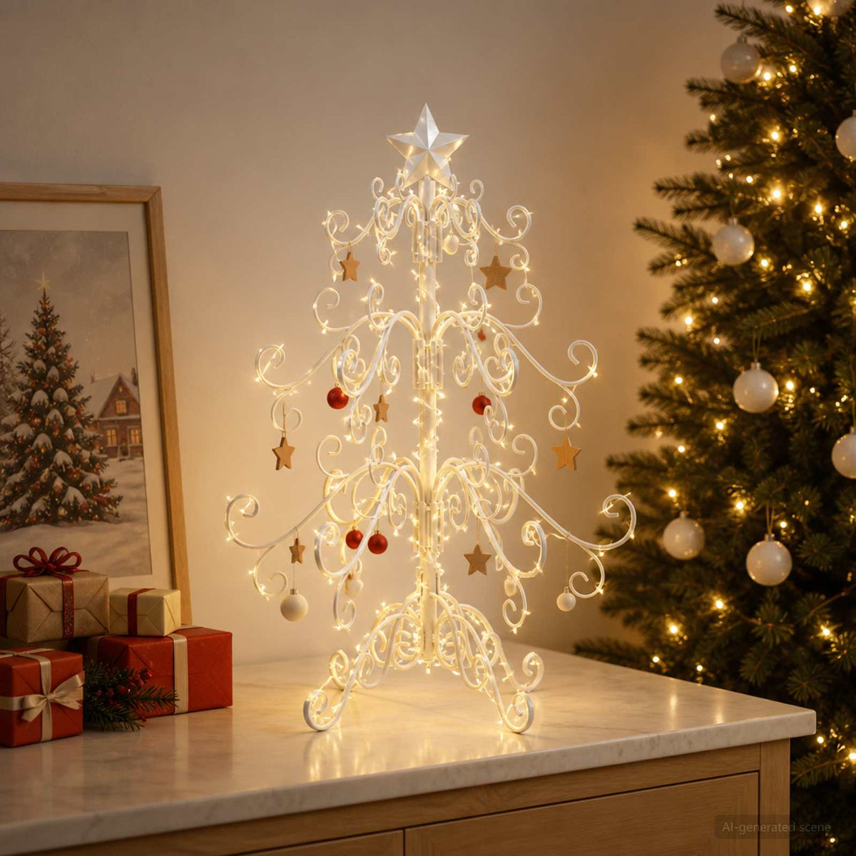 Metalen kerstboom KUOPIO 60 cm Staal Wit is nu te koop bij PeponiXL, paradijselijk wonen!