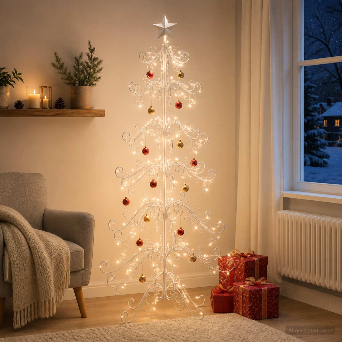 Metalen kerstboom KUOPIO 180 cm Staal Wit is nu te koop bij PeponiXL, paradijselijk wonen!
