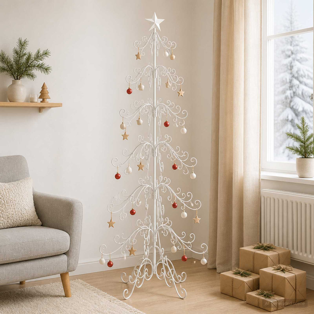 Metalen kerstboom KUOPIO 210 cm Staal Wit is nu te koop bij PeponiXL, paradijselijk wonen!