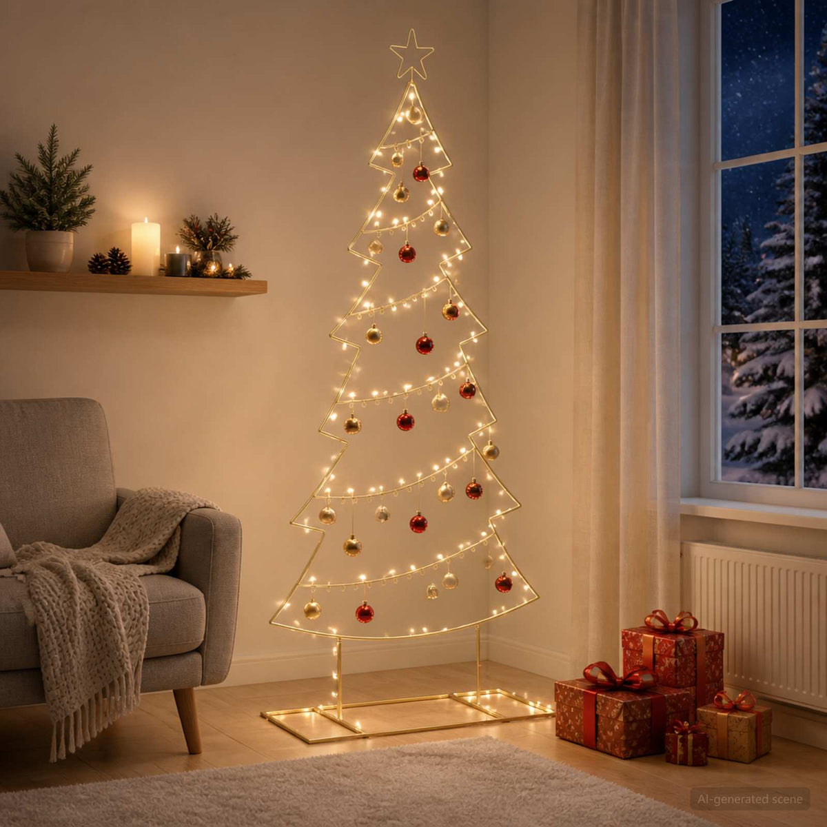Metalen kerstboom met standaard KUOPIO 180 cm Staal Goud is nu te koop bij PeponiXL, paradijselijk wonen!
