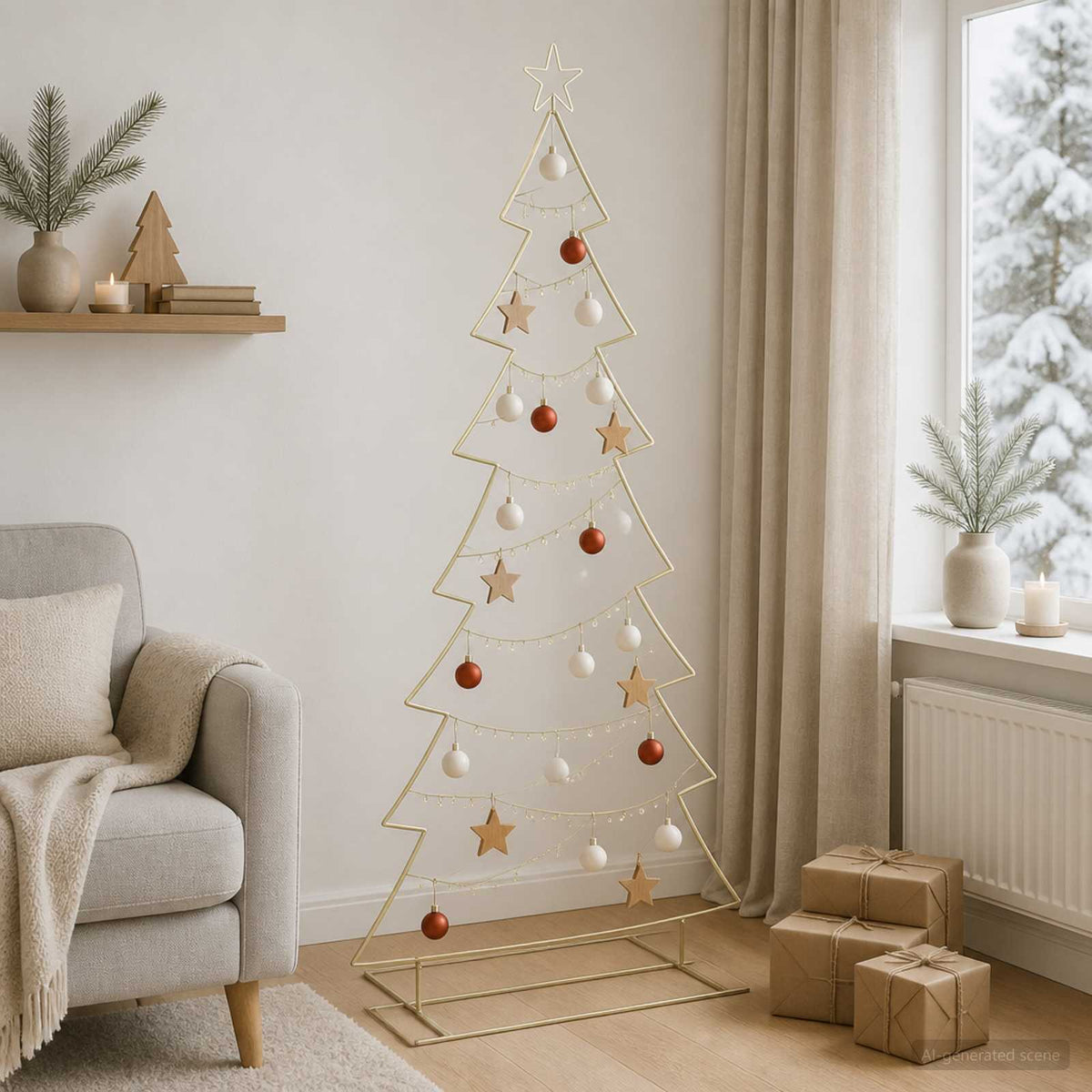 Metalen kerstboom met standaard KUOPIO 210 cm Staal Goud is nu te koop bij PeponiXL, paradijselijk wonen!