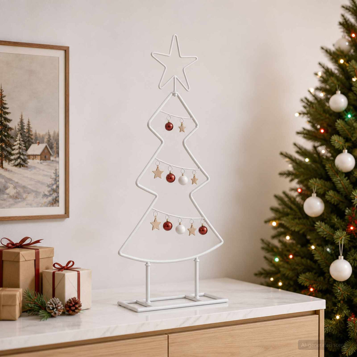 Metalen kerstboom met standaard KUOPIO 60 cm Staal Wit is nu te koop bij PeponiXL, paradijselijk wonen!